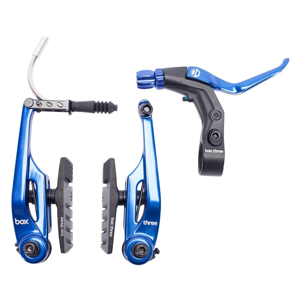 BOX COMPONENTS BMX PRO V-BRAKE KIT BOX THREE WITH LEVER AND CABLE 108MM BLUE