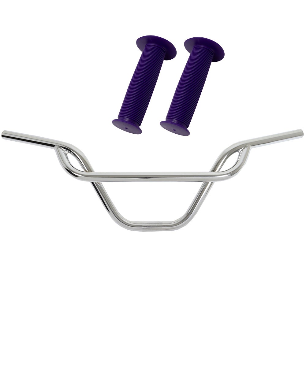 PRO+ 325 Chrome Handlebar & Purple Mushroom Grips