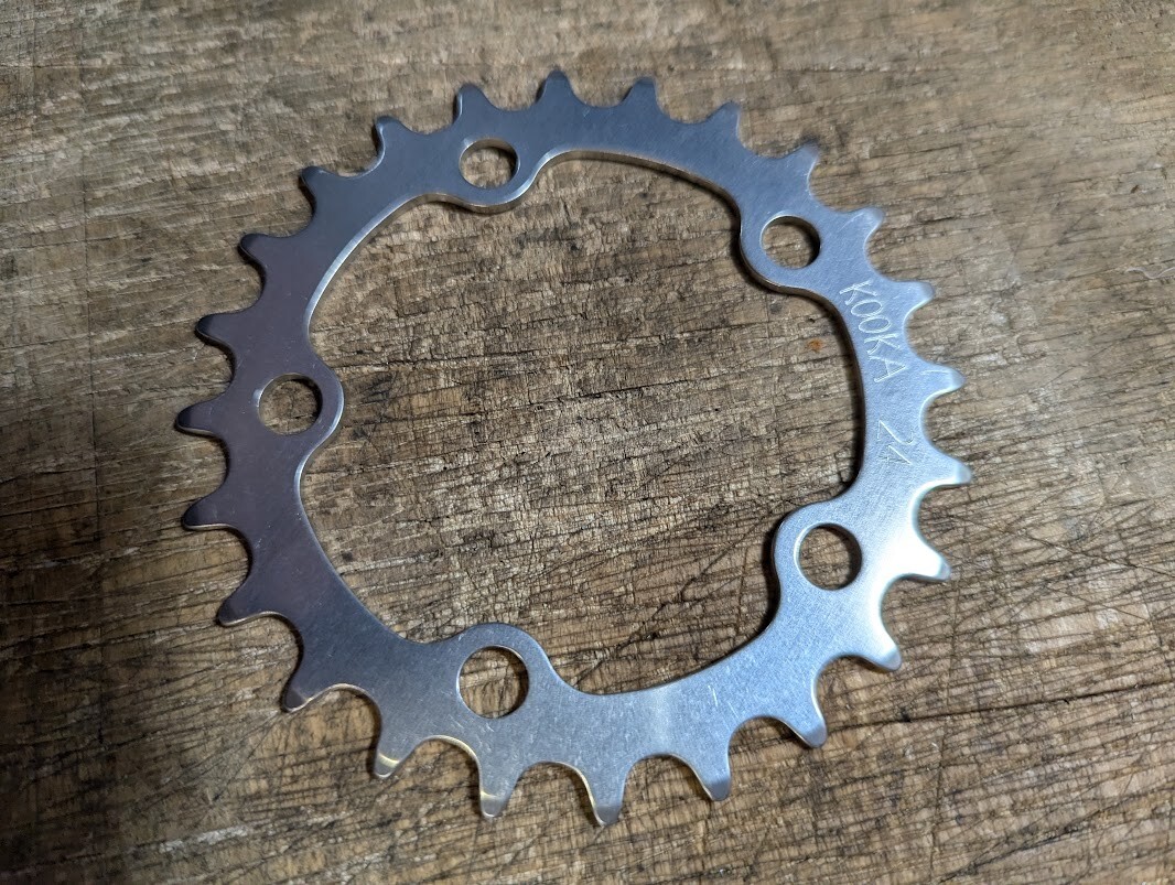 NOS KOOKA 24t 74 bcd chainring MTB vintage (silver/raw)