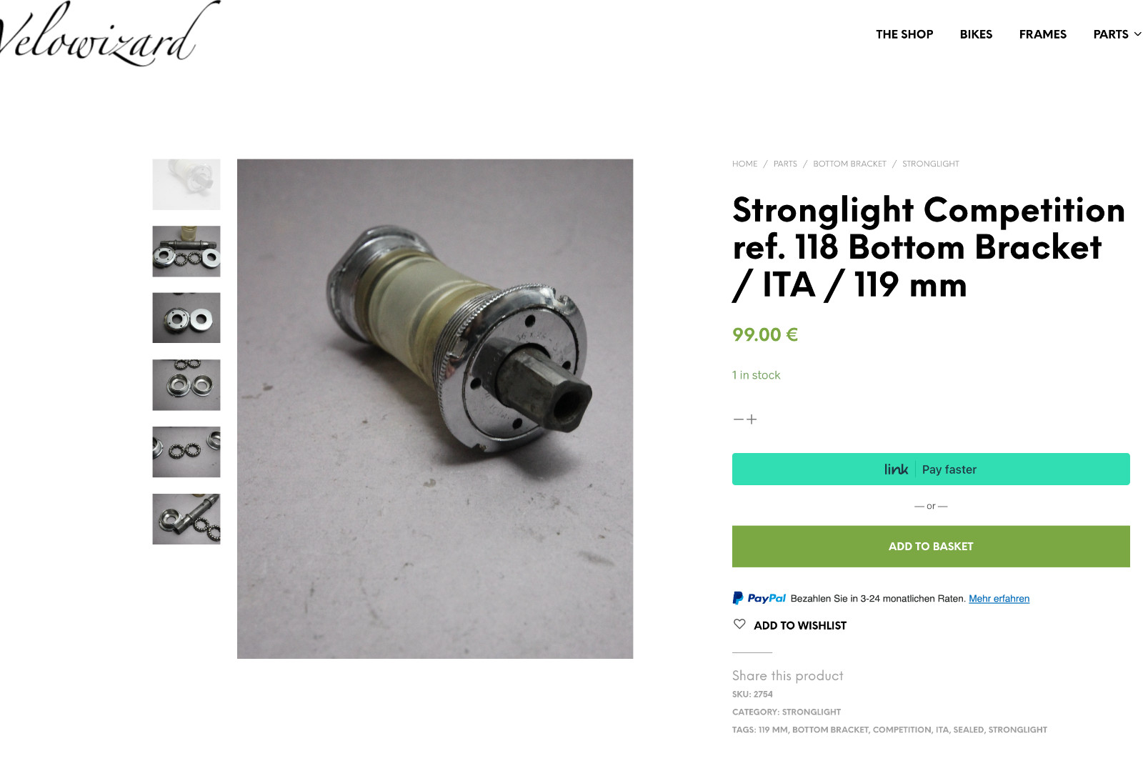 Stronglight Competition ref. 118 Bottom Bracket / ITA / Spindle 119 mm
