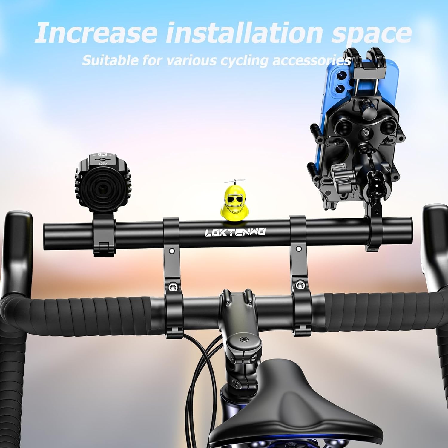 Bike Handlebar Extender 11.8″ Aluminum Dual-Clamp Mount Base for MTB Motorcycle