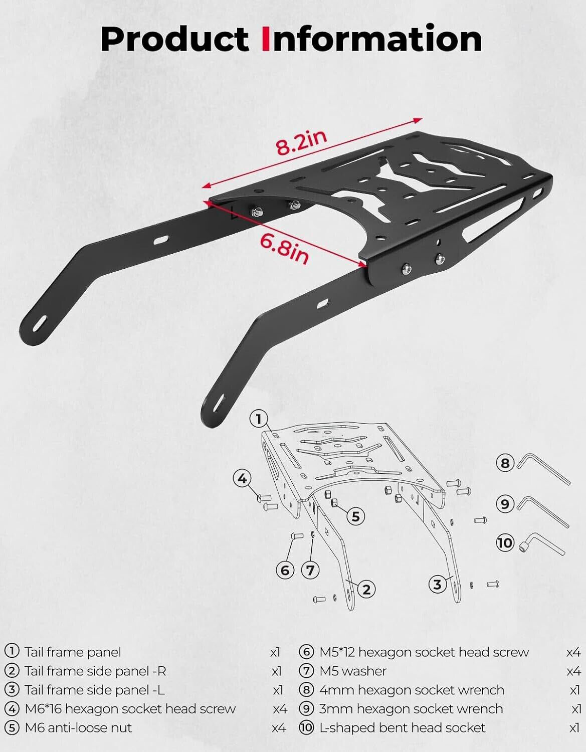 Rear Rack Bike Cargo Rack Aluminum for Super 73 Z/S