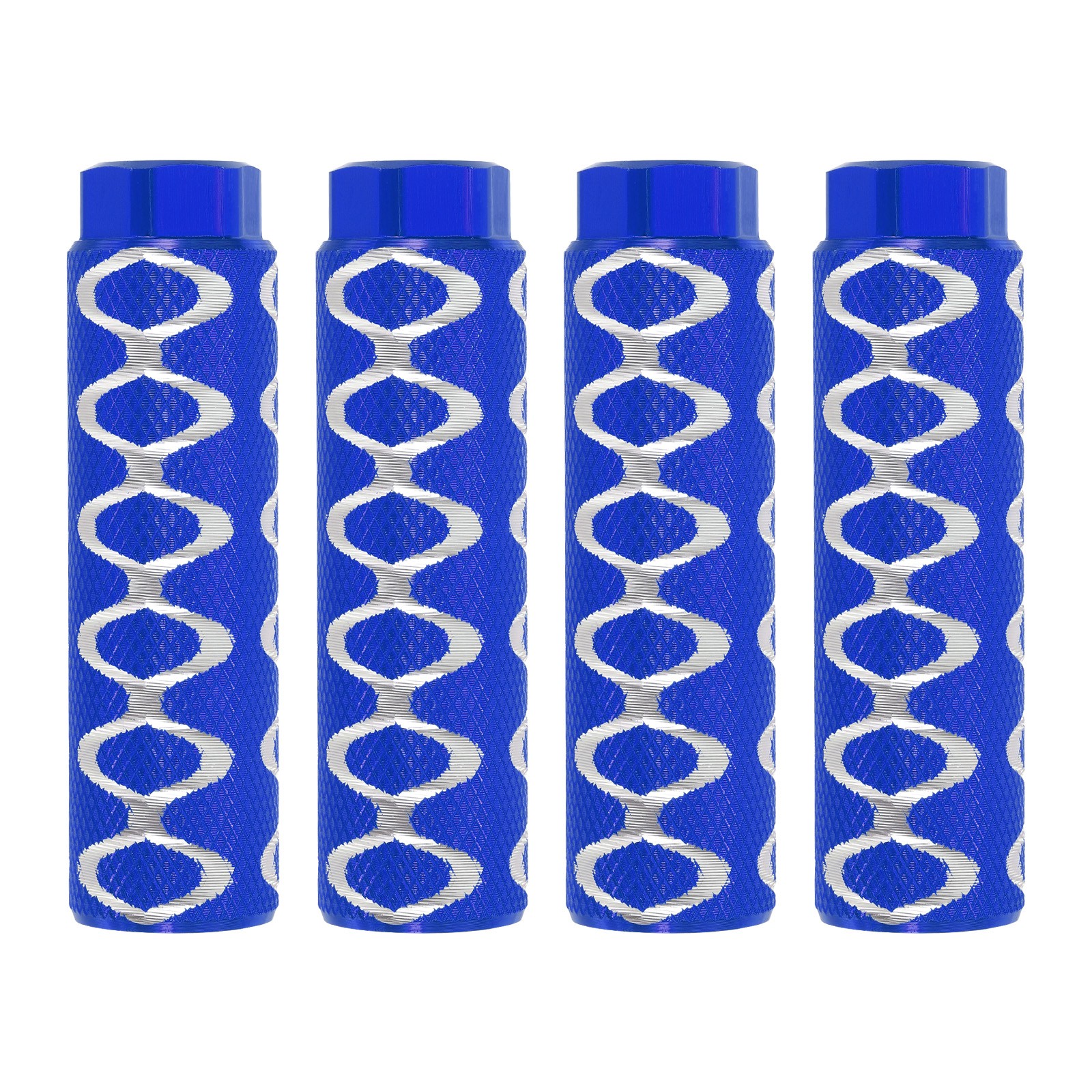 4 Pack Aluminum Alloy Bike Pegs Anti-Skid Fit 3/8 Inch Axles with Circle Blue