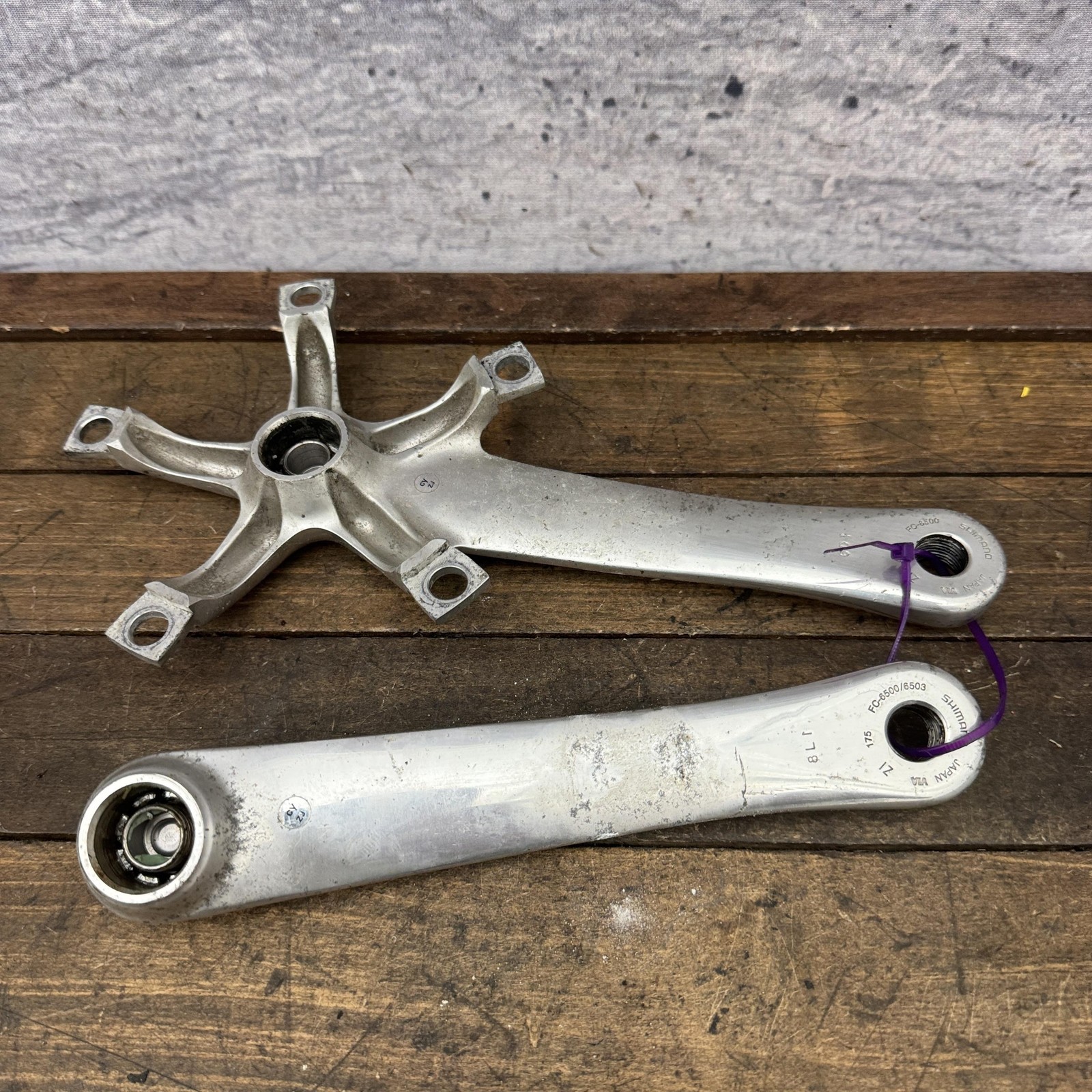 Vintage Shimano Ultegra FC-6500 175mm Crankset Arms 9-Speed Double Road 175 mm