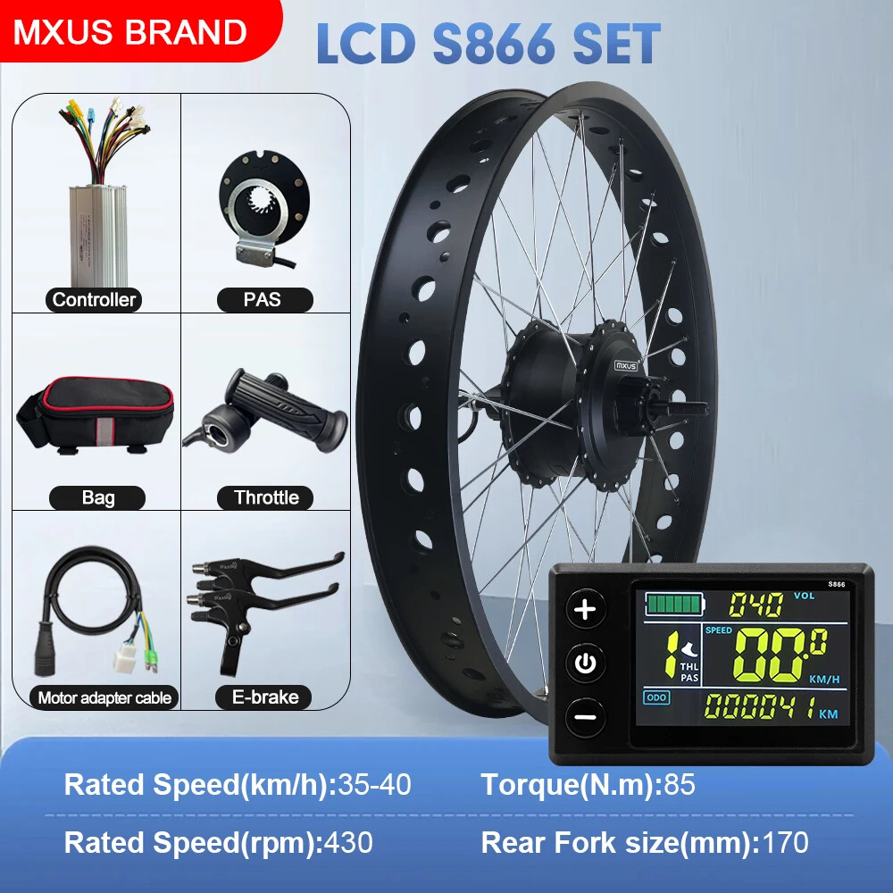 Snow E-bike Conversion Kit 48V 750W Fat Tire Rear Wheel Hub Motor 20 24 26Inch