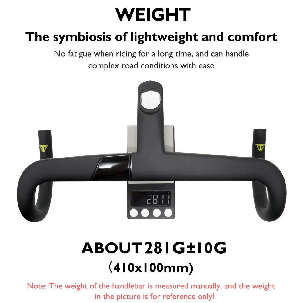 Carbon Fiber Integrated Handlebar for Road Bike 370-430mm with Computer Bracket