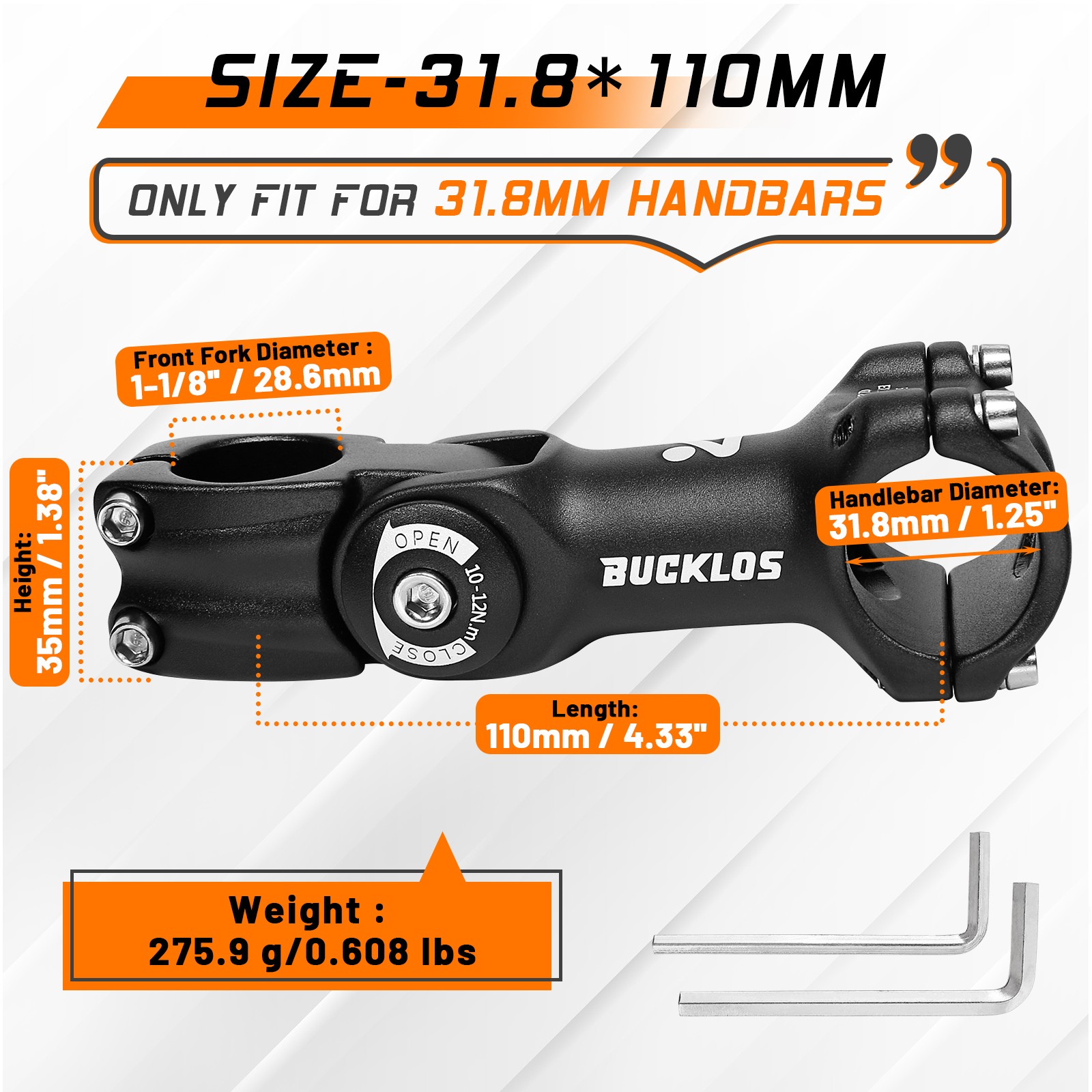 BUCKLOS 31.8mm Mountain Road Bike Stem Riser Adjustable MTB Bicycle Handlebar US