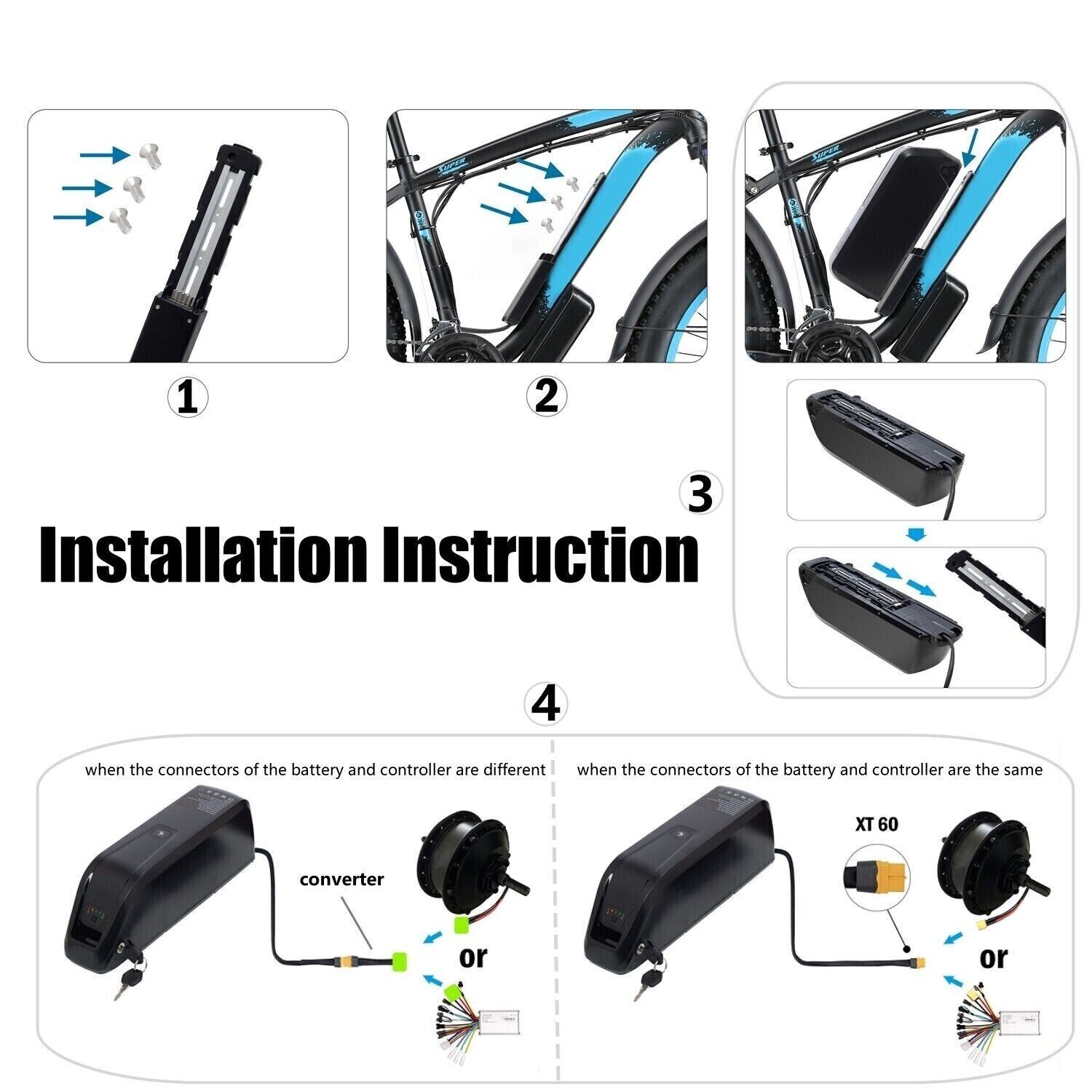 36V 48V 52V 10Ah 15Ah 20Ah Hailong Lithium Ebike Battery For Electric Bike Motor