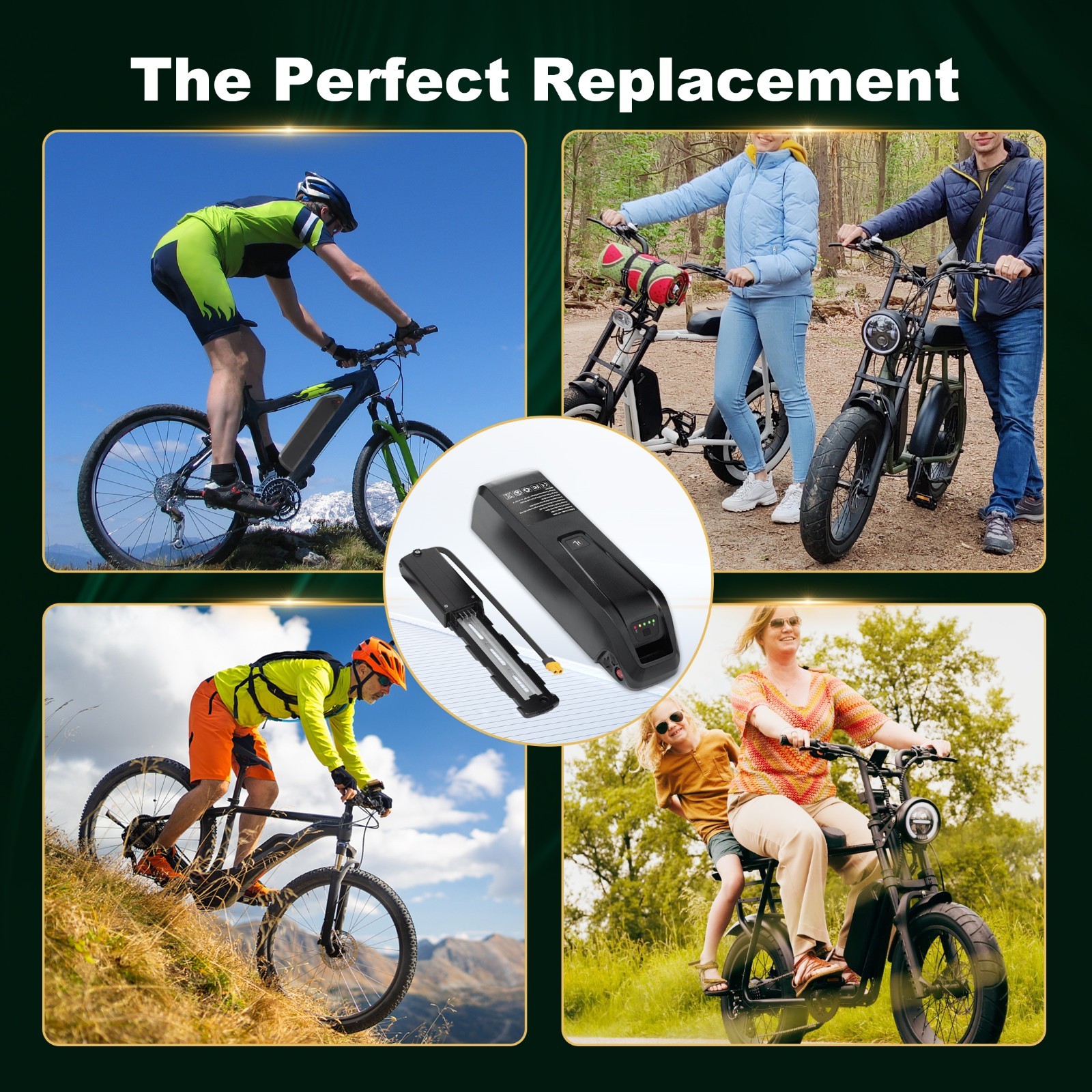 52V/48V/36V 10AH/15AH/20AH eBike battery for bicycle 0-2000W Motors w/ USB Port