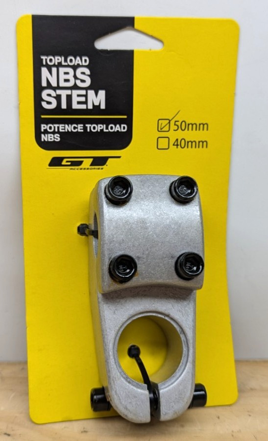 GT NBS Top Load 1-1/8 inch silver Threadless 4 bolt Stem