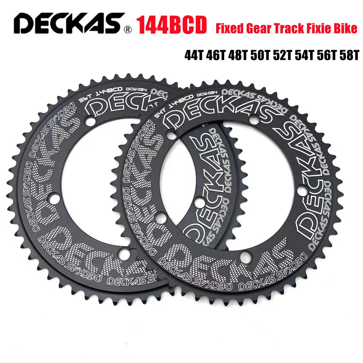 Deckas 144BCD Fixed Gear Fixie round Chain Ring Track Bike 44T-58T Tooth 144 Bcd