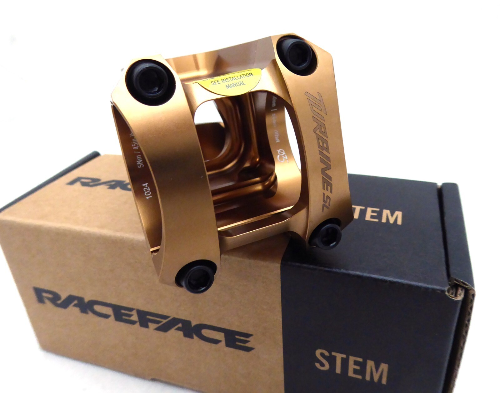 Race Face Turbine-SL Stem, (35.0) 0/6mm x 40mm, Kash Money Gold