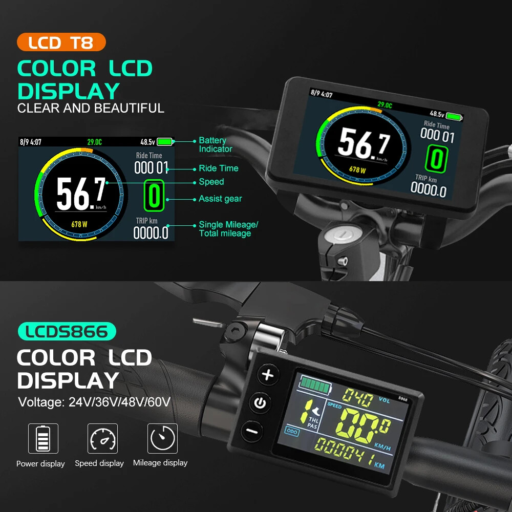 Ebike Sine Wave Three-Mode Controller 36V 48V 52V 40A with S866 S966 LCD Display