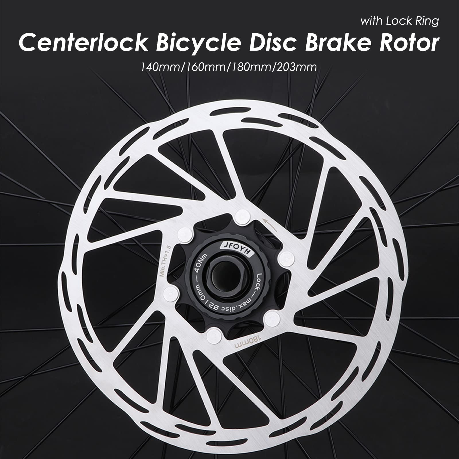 JFOYH 180mm Centerlock Disc Brake Rotor – High Strength, 1.8mm Thickness