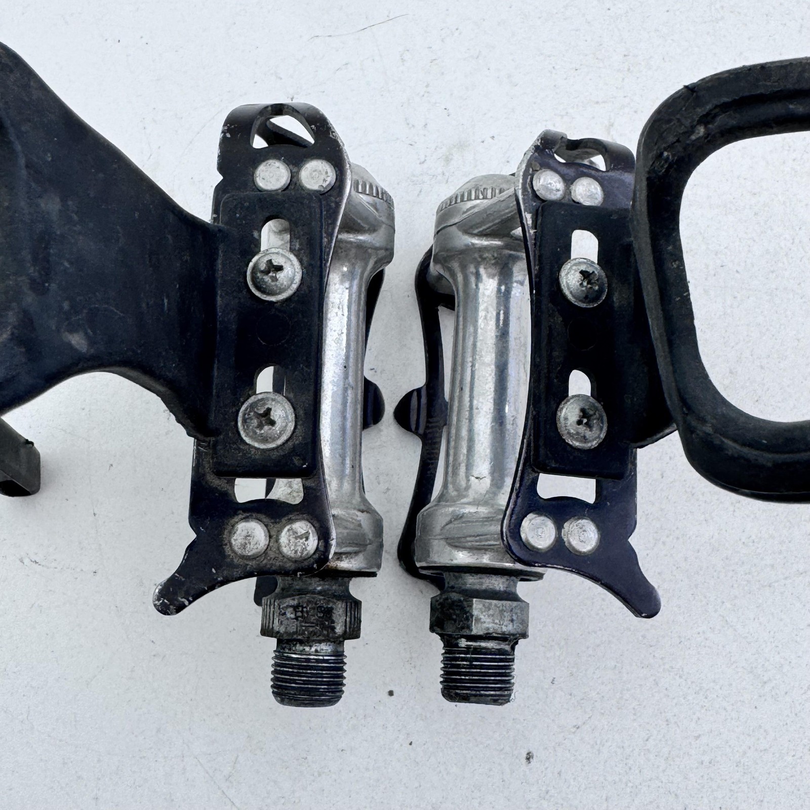 Vintage MKS Sylvan SY-1 Bike Pedals Christophe 9/16 in Toe Clips Black A68