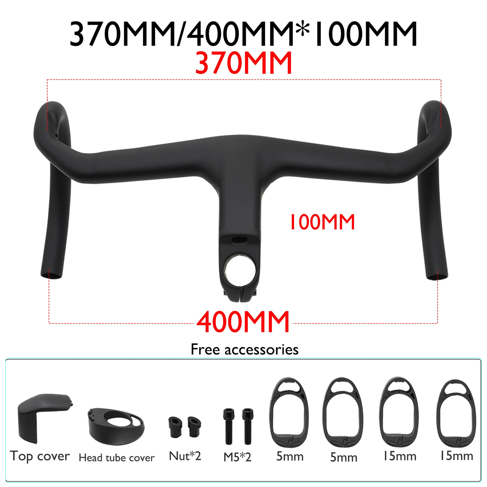 Full Carbon Fiber Road Bike Cockpit Drop Bar 380-440mm External Cable Routing