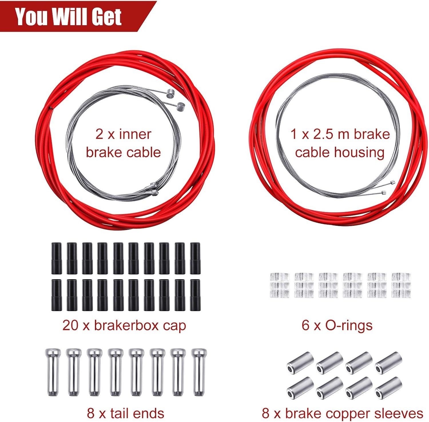 Universal Bike Brake & Shift Cable Kit – Durable, Rust-Resistant Replacement Set