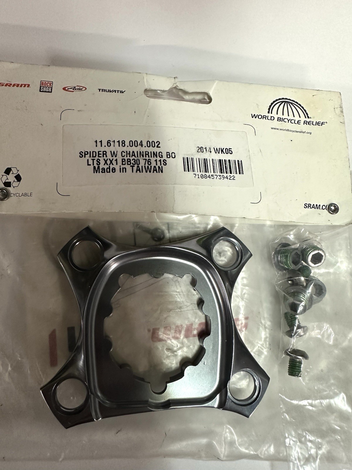 SRAM XX1 BB30 Spider 1×11 Speed 76mm BCD, With Chainring Bolts