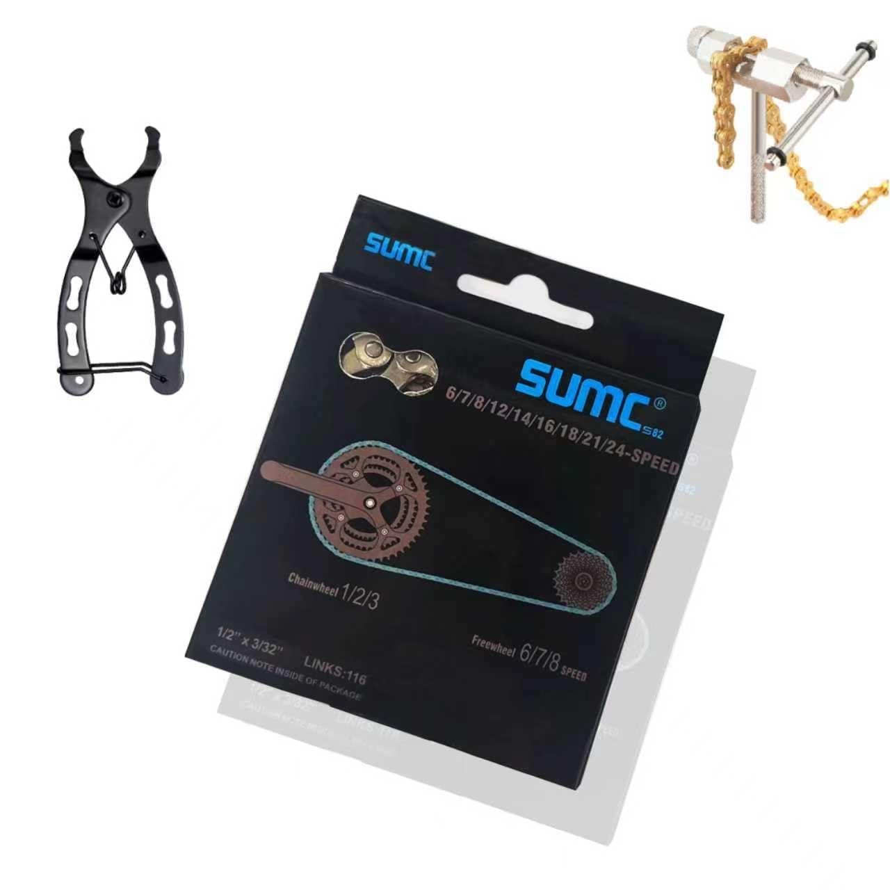 Bicycle Bike Chain 116 Links Kit High Tensile Strength 1/2” X 3/32” W/ Tools