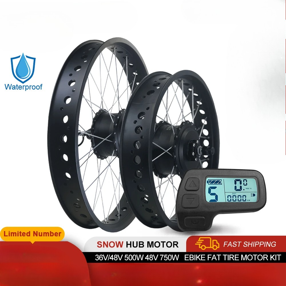 Snow Fat Electric Bike 36V 48V 500W 750W Front Rear Hub Motor Wheel 20/24/26inch