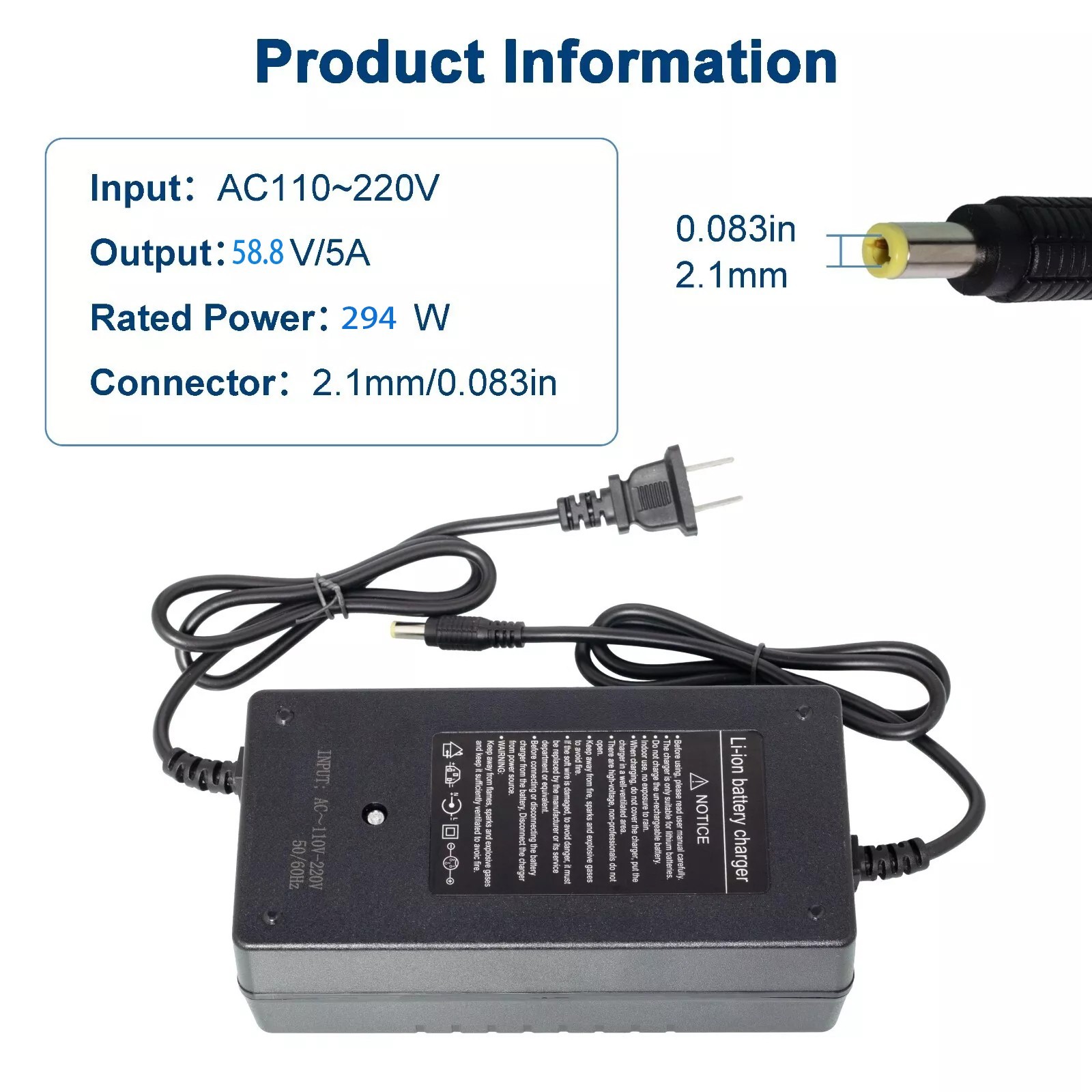 58.8V 5A Lithium-ion Smart Charger For 52V Lithium Battery Electric Bicycle