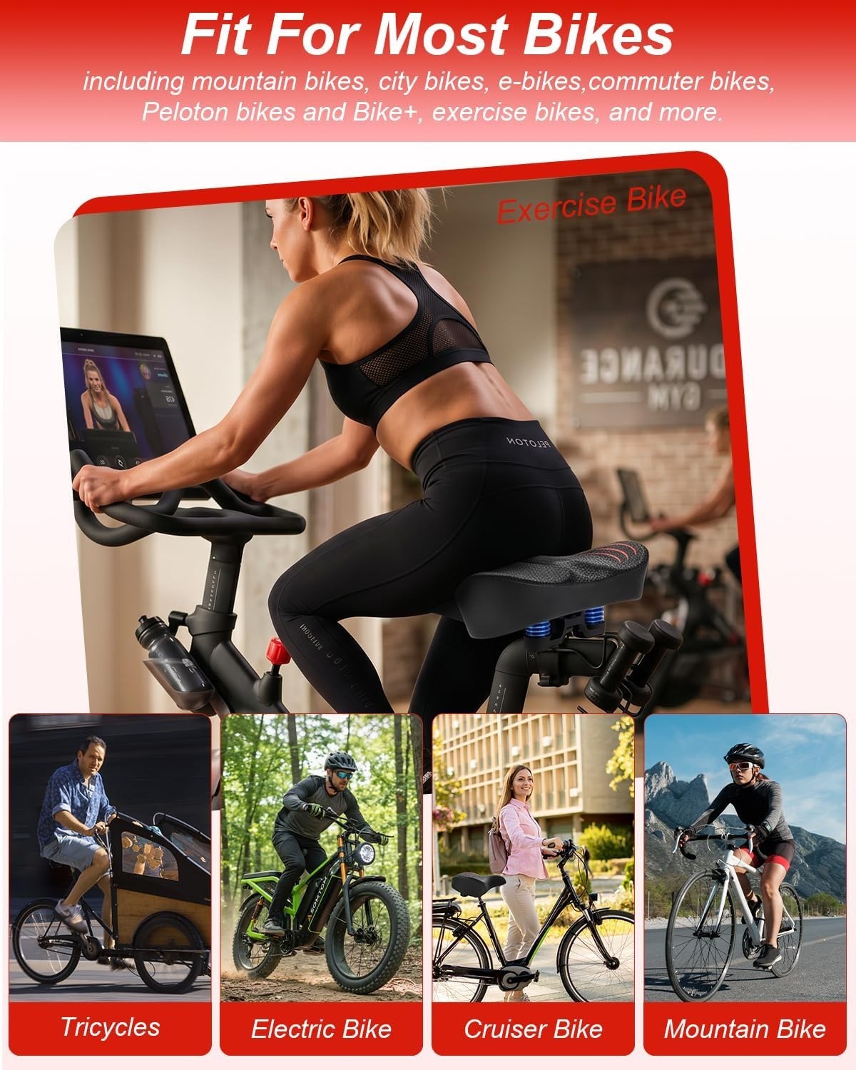 2026 NEW Oversized Bike Seat for Men and Women, Extra Wide Bicycle Seat Cushion,