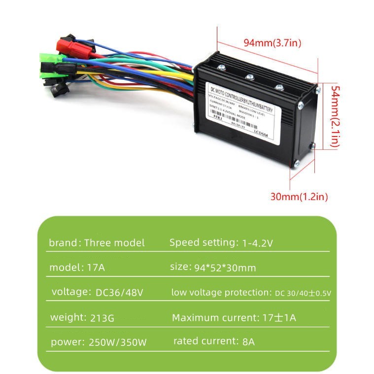 E-Bike 17A Three Model Speed Limited Controller 48V 250W/350W Motor Sine wave