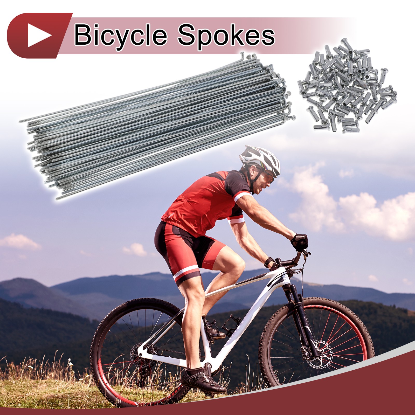 72 Set 14G Bicycle Spokes 190mm Bike Wheel Spokes Carbon Steel Galvanized
