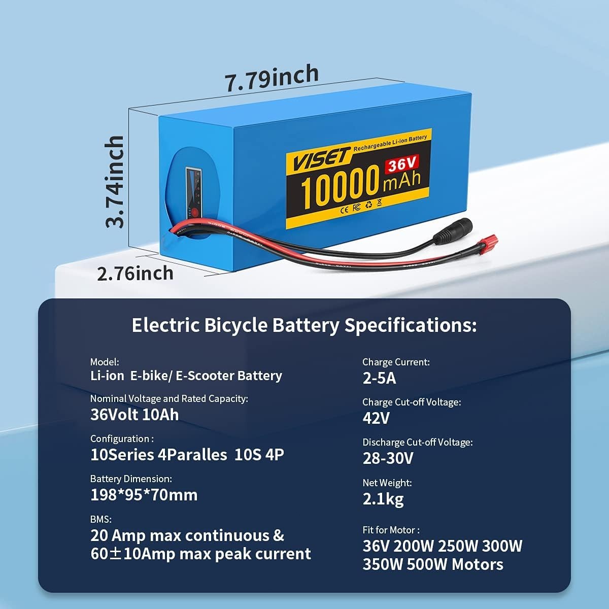 36V 10Ah Lithium ebike Battery for 200W-500W ebike Bicycle Electric Scooter 20A