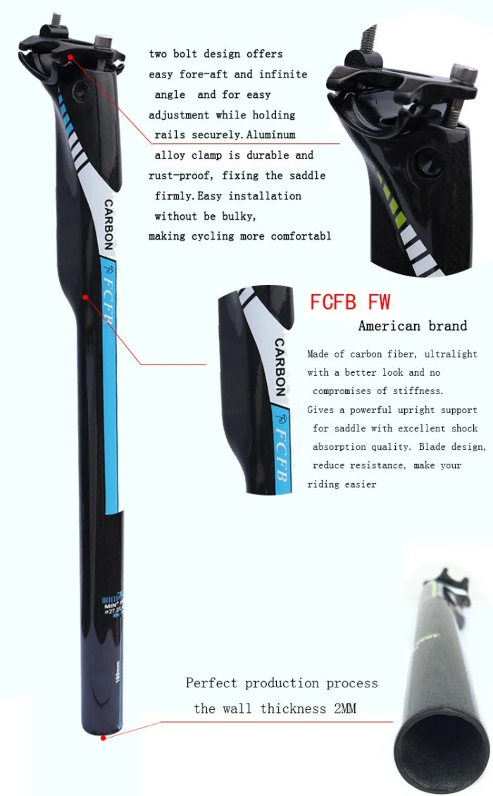 Carbon Fiber Bike Seatpost Road Bicycle Parts 27.2/30.8/31.6mm Dropper Seatpost