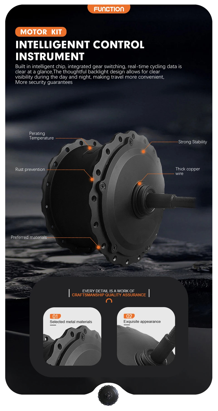 20 24 26in Snow Ebike Fat Tire Conversion Kit 36V 48V 500W Rear Rotate Hub Motor