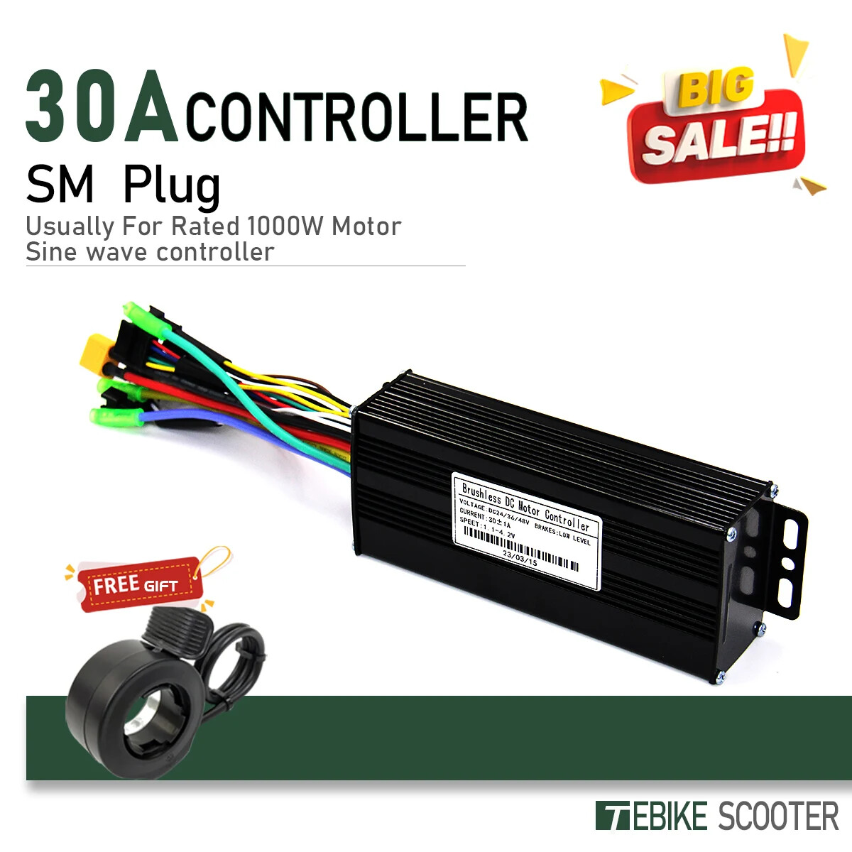 24V/36V/48V52V 17A 26A 30A 40A E-bike Sine Wave Three Mode Brushless Controller