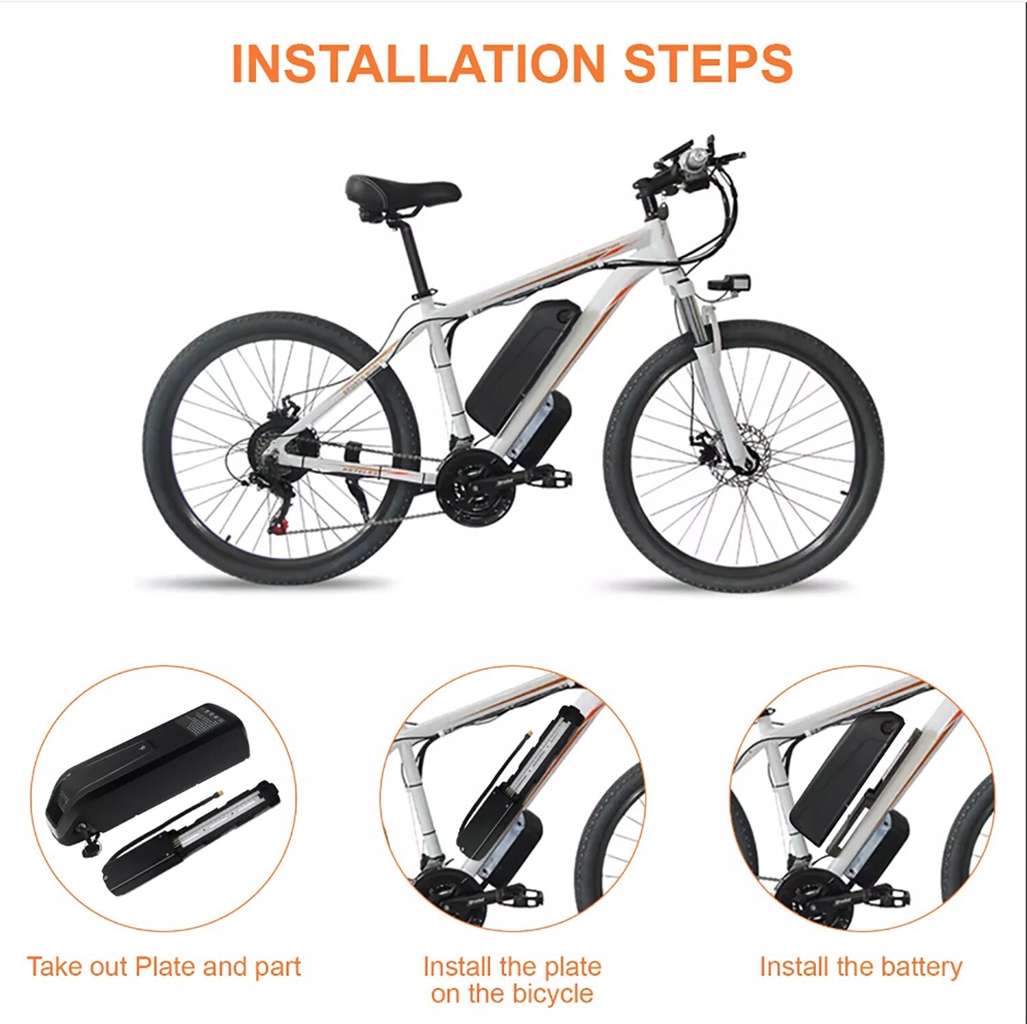 36V 10Ah 15Ah Electric Bike Lithium Battery Ebike Battery w/Charger Lockable