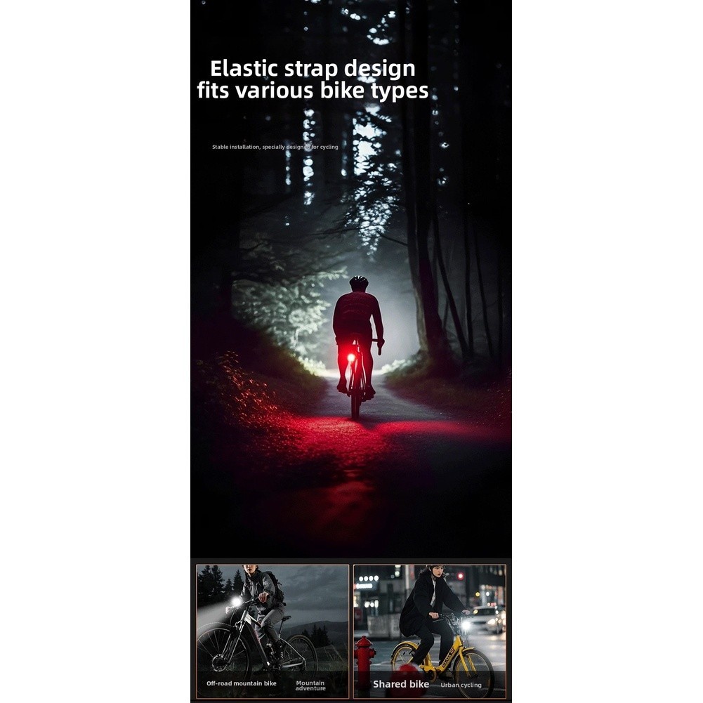 Bicycle Headlight and Taillight Set USB Rechargeable 13.5x7x4cm ABS+Silicone