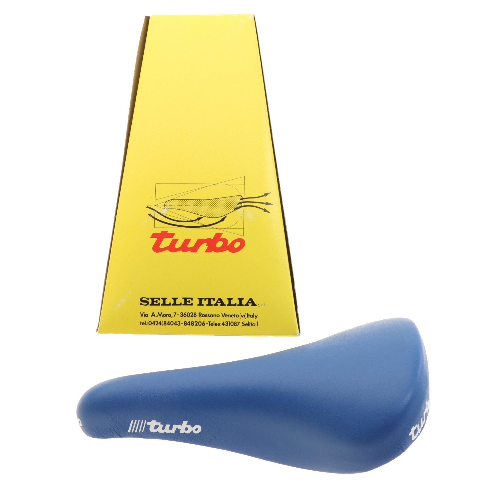 Selle Italia Turbo Leather Saddle Blue 90s Steel Rails RARE NEW in Box NOS
