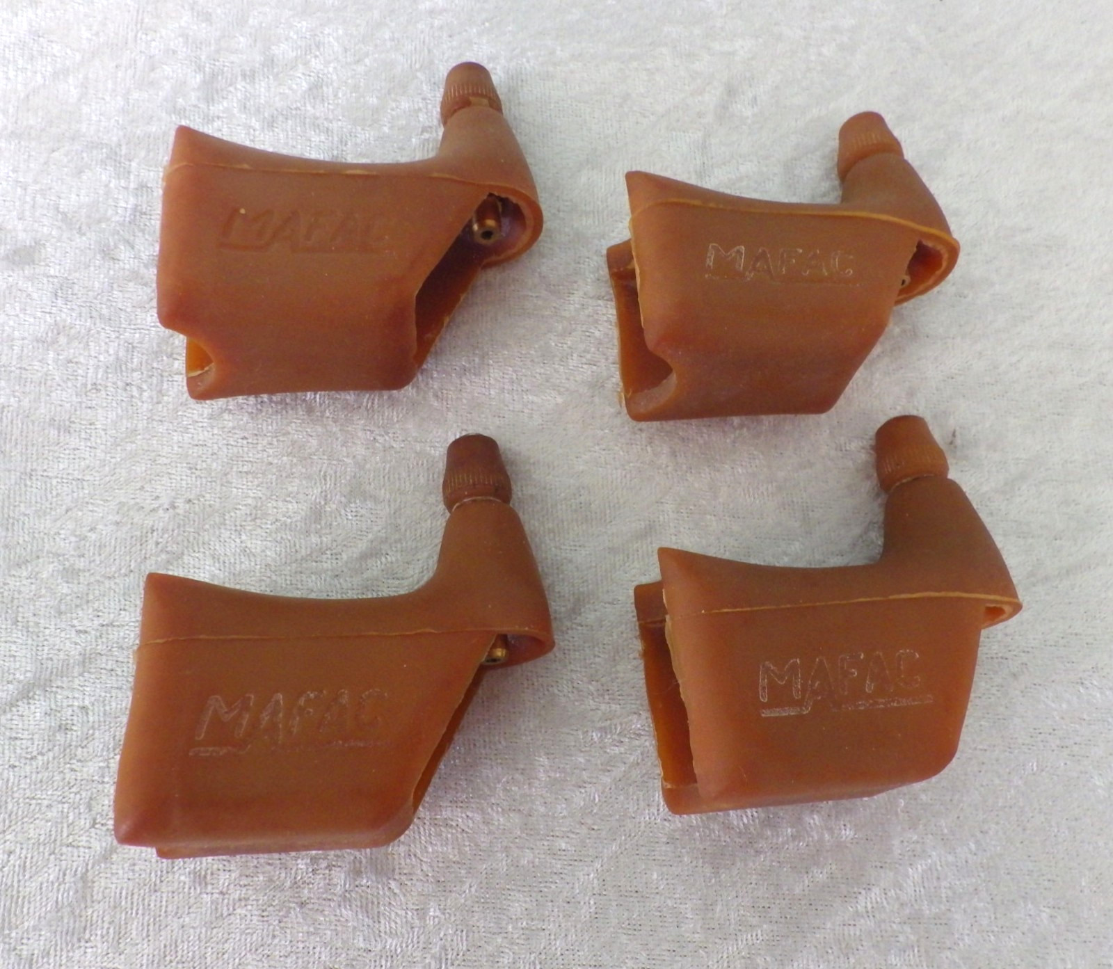 4 MAFAC vtg gum brown tan brake lever hoods lot NOS 1970s with barrel adjusters