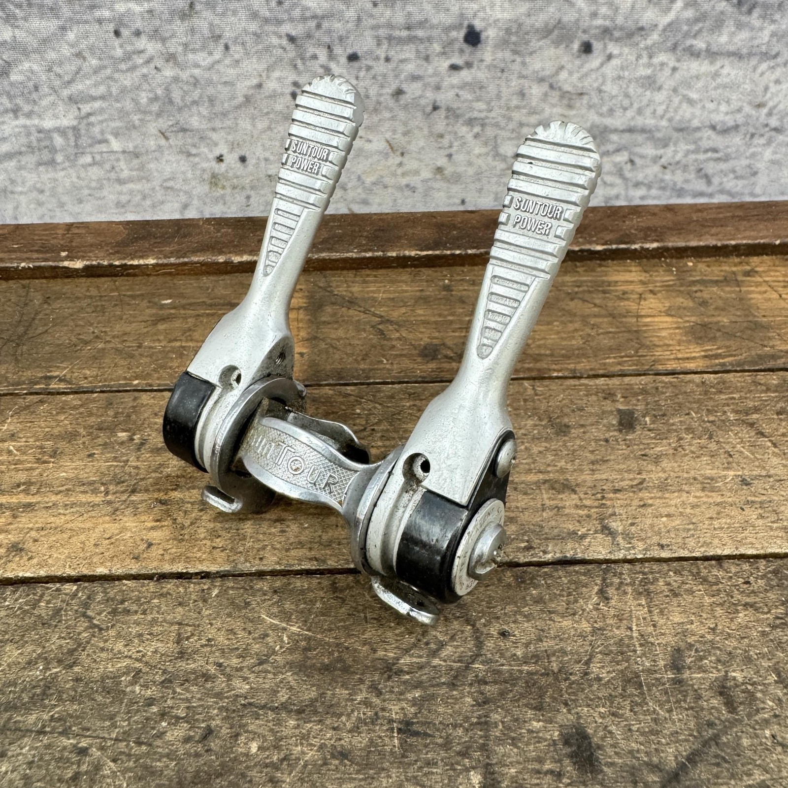 Vintage Suntour Power Shifter Set Down Tube Clamp Ratchet Road FRiction Bike