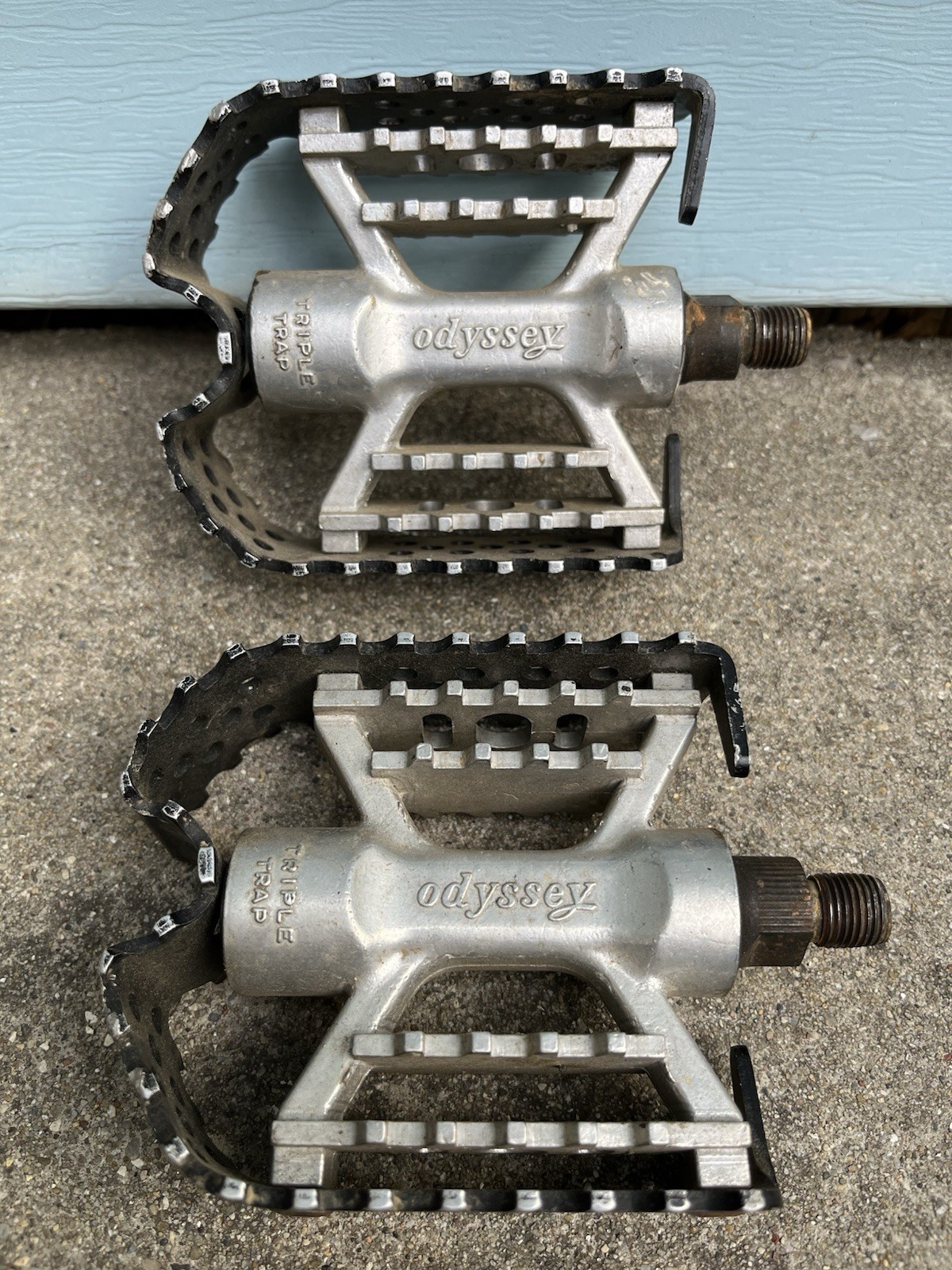 Odyssey Triple Trap BMX Pedals 1/2” Black Cage silver alloy platform Bike Old