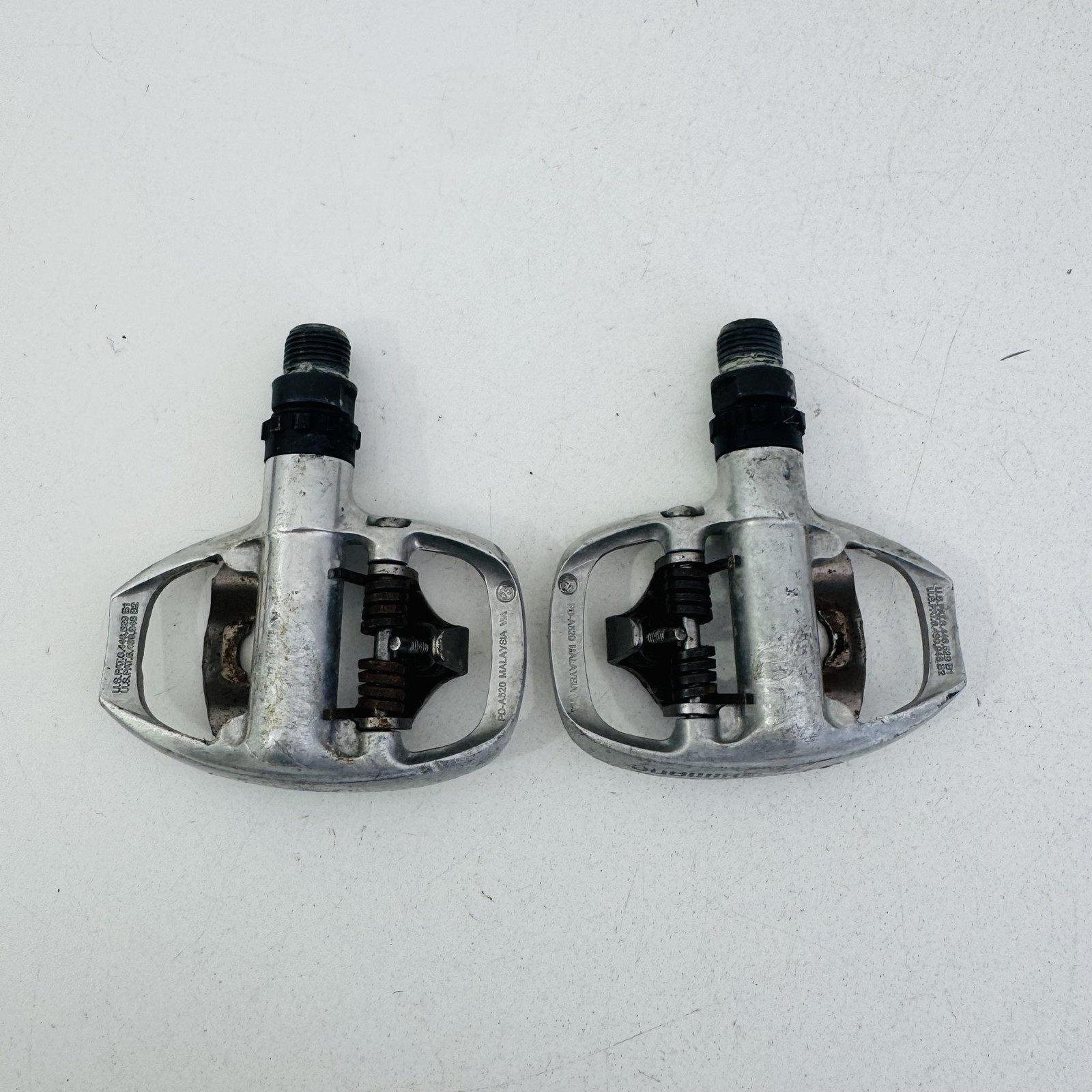 Vintage Shimano PD-A520 SPD Clipless Bike Pedals 9/16 In Silver Road Touring A53
