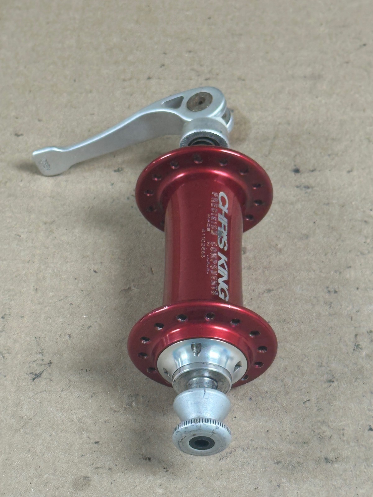 Vintage Chris King Front Hub 28h 9x100mm Road/MTB, Red Anodized, VGC