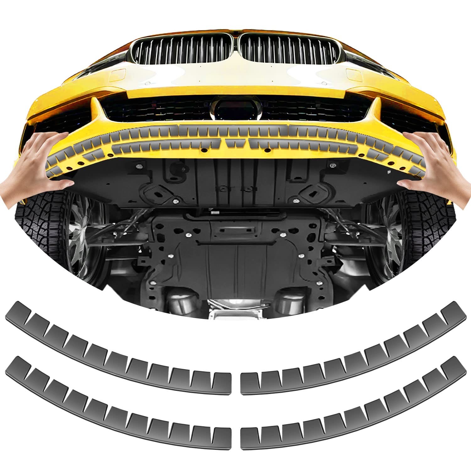 Uousiydsk Front Bumper Scrape Guard 4 Pack Car Universal Black Bumper Lips