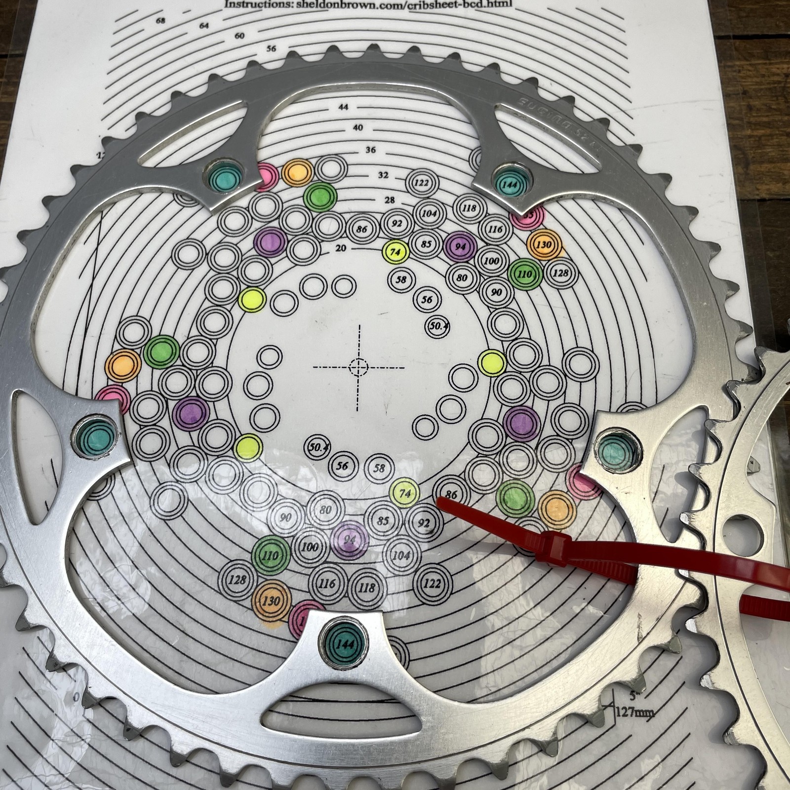 Vintage Sugino 52/42T Chainring Set 144 BCD 5-Arm Silver Road Race Alloy AJ