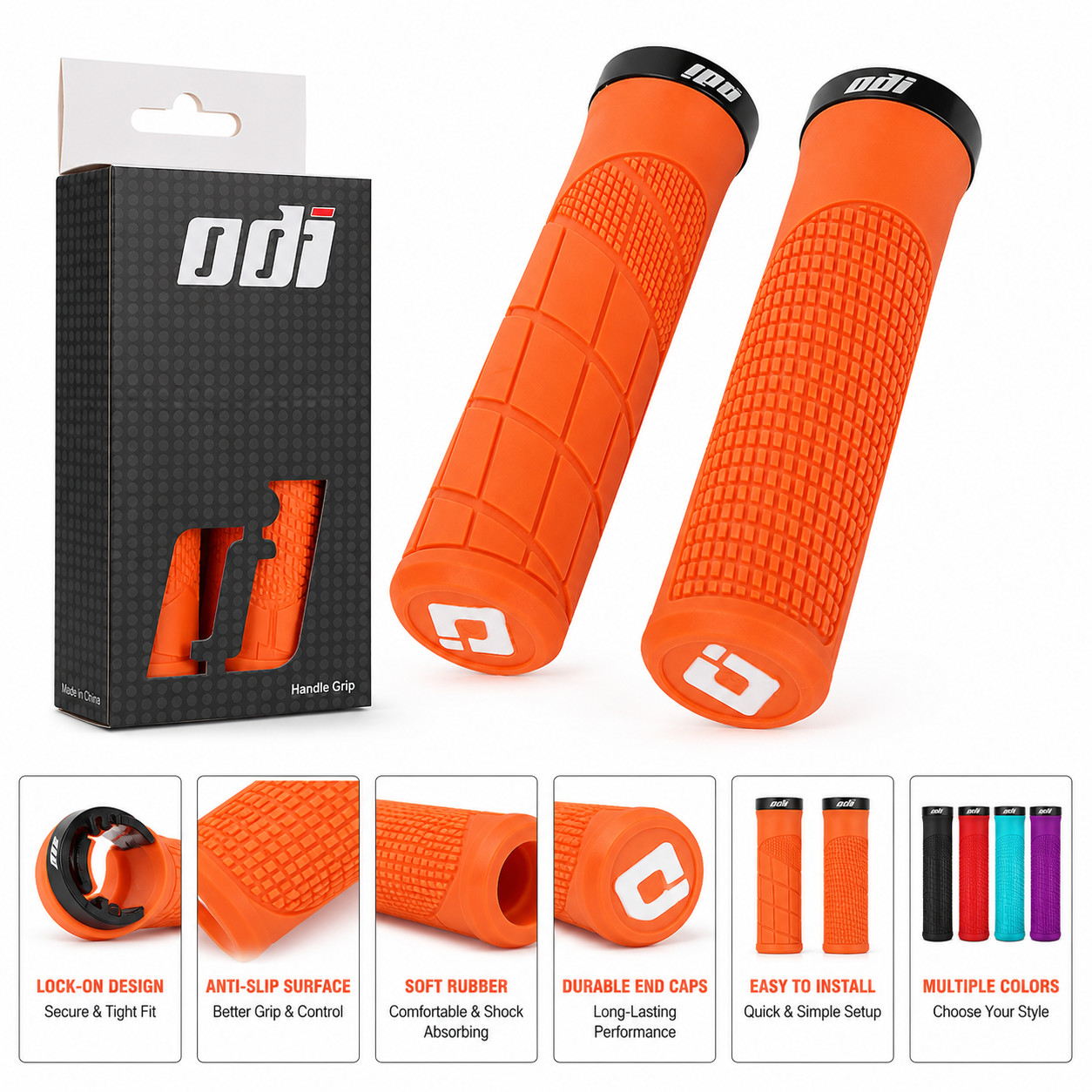 Lock-On MTB Bike Handlebar Grips Anti-Slip Bicycle Handlebar Covers Soft Rubber