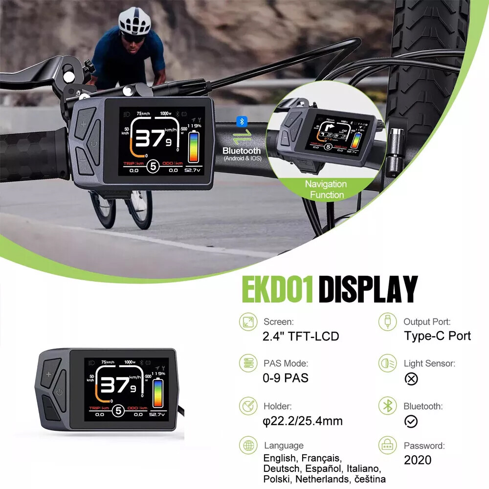Electric Bike Display EKD01 Bluetooth Navigation For BAFANG Ebike Motor UART US