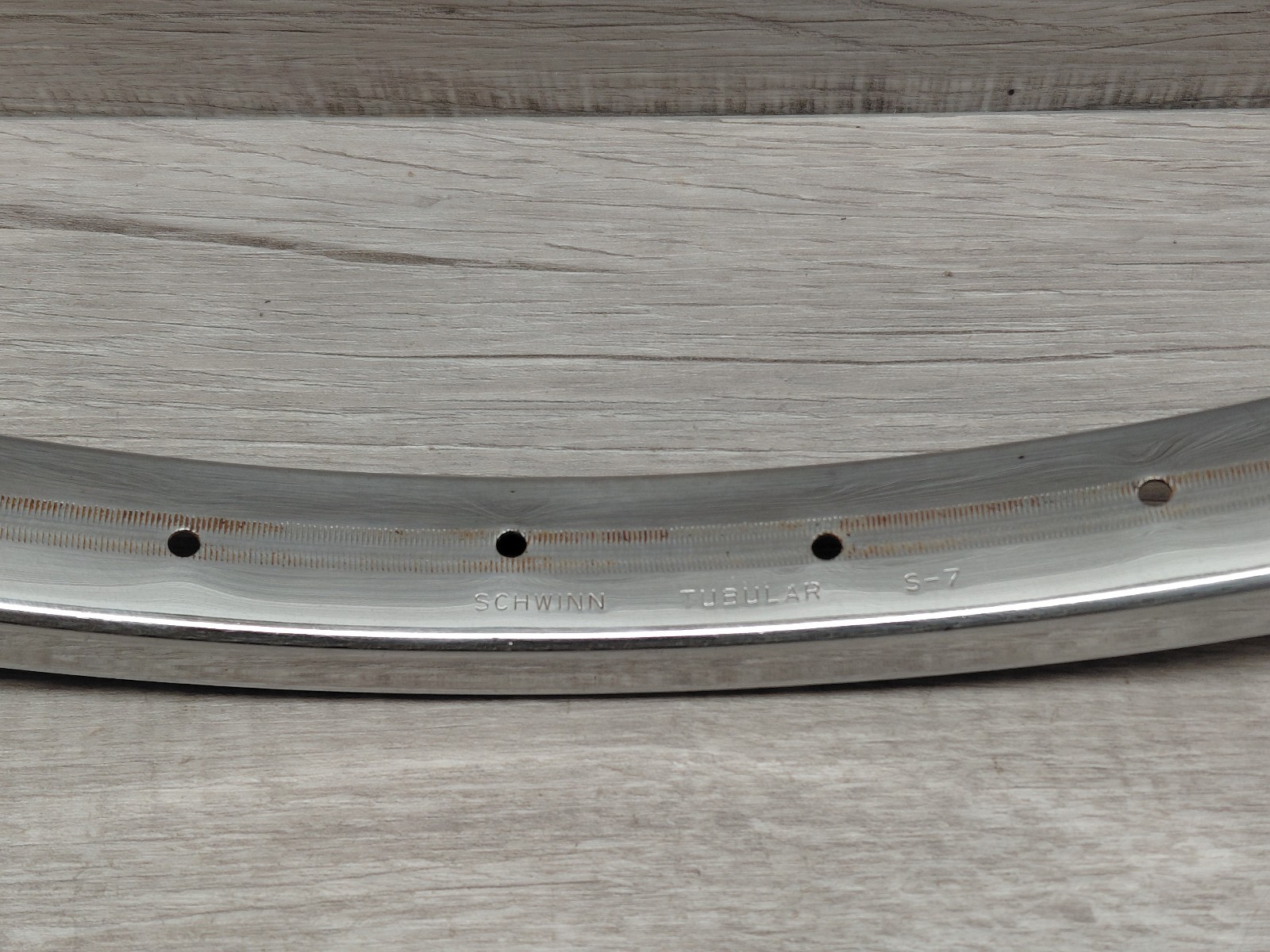Vintage 26 X 1 3/4″ S-7 Chrome “Schwinn Tubular Rim” Stamped S-7 36 H Hoop Rim