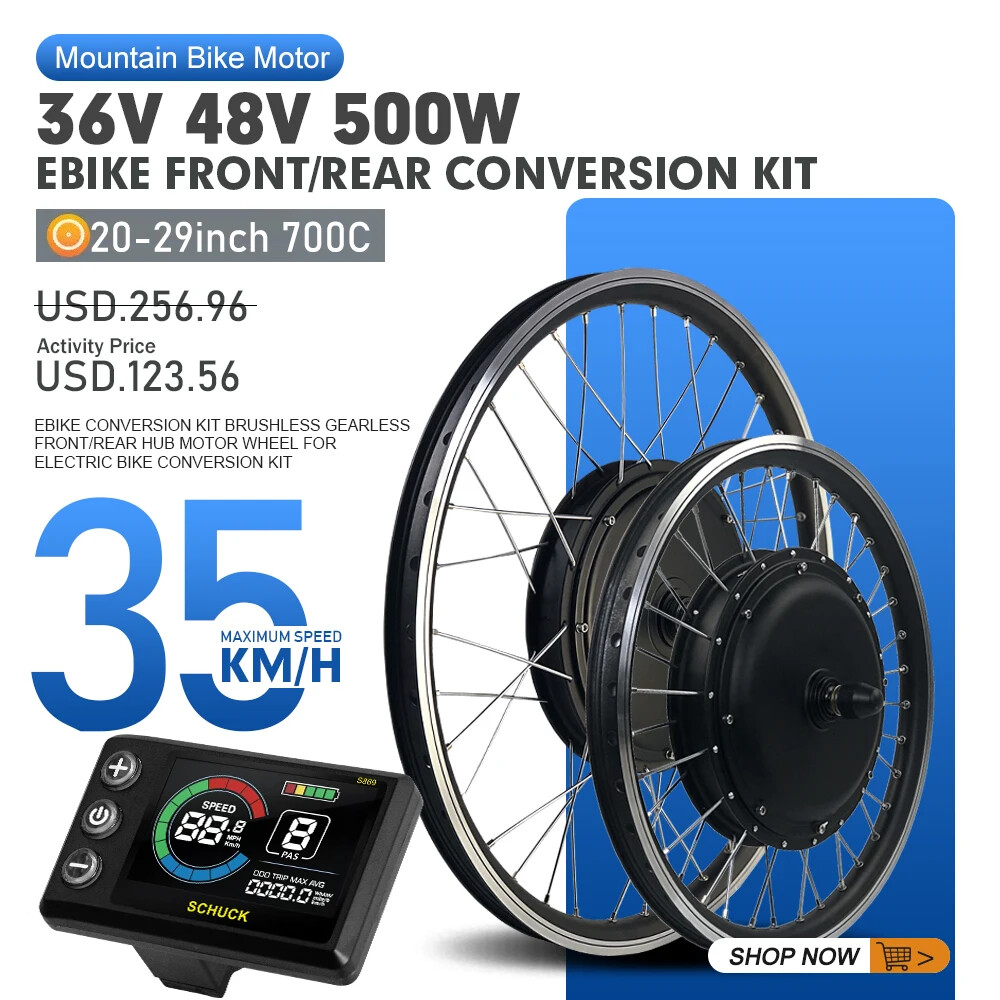 36V 48V 500W Ebike Motor Kit Front Rear Brushless Gearless Wheel 20-29in 700C