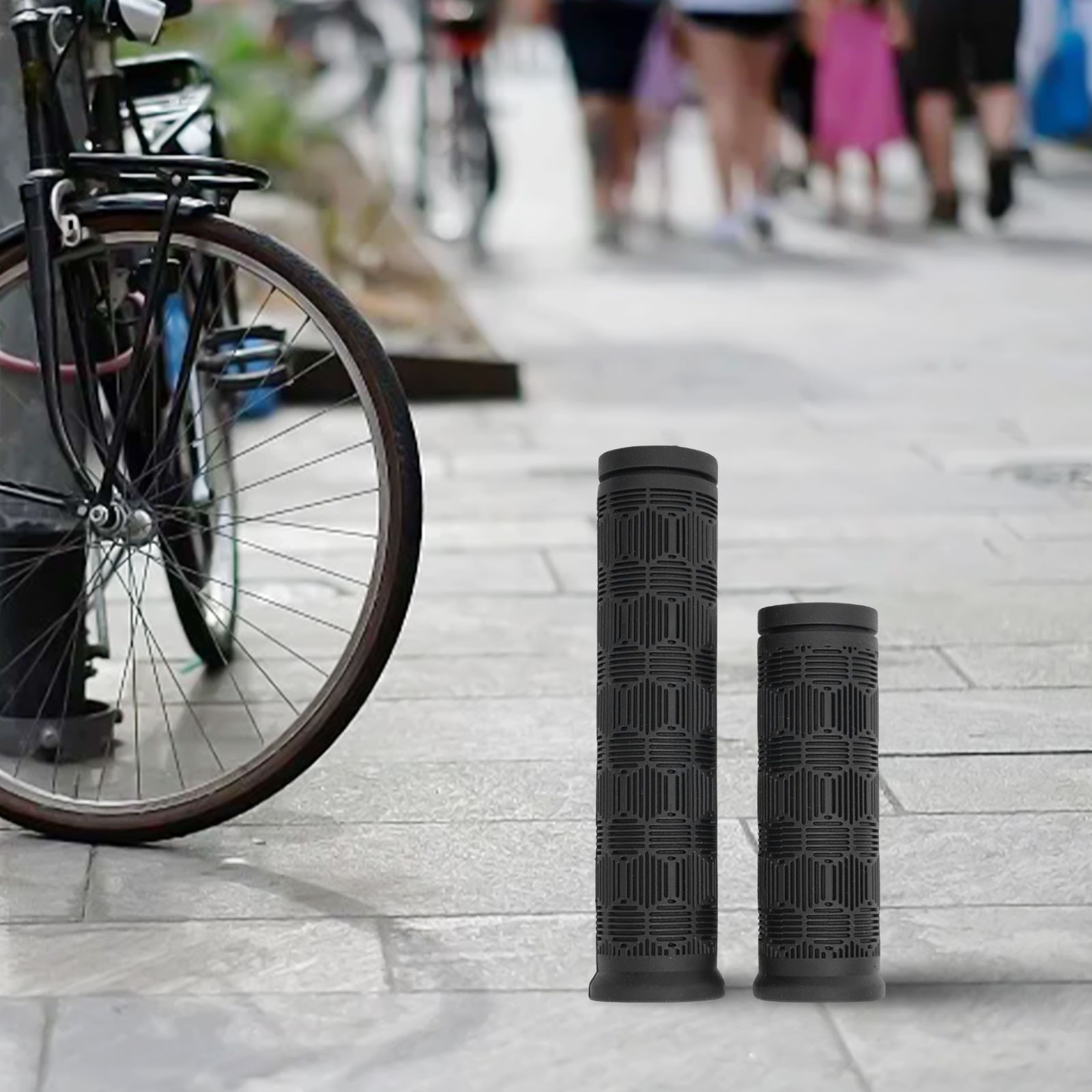 Black Rubber Bike Bar Grips with 125mm+75mm Length Perfect for Cycling