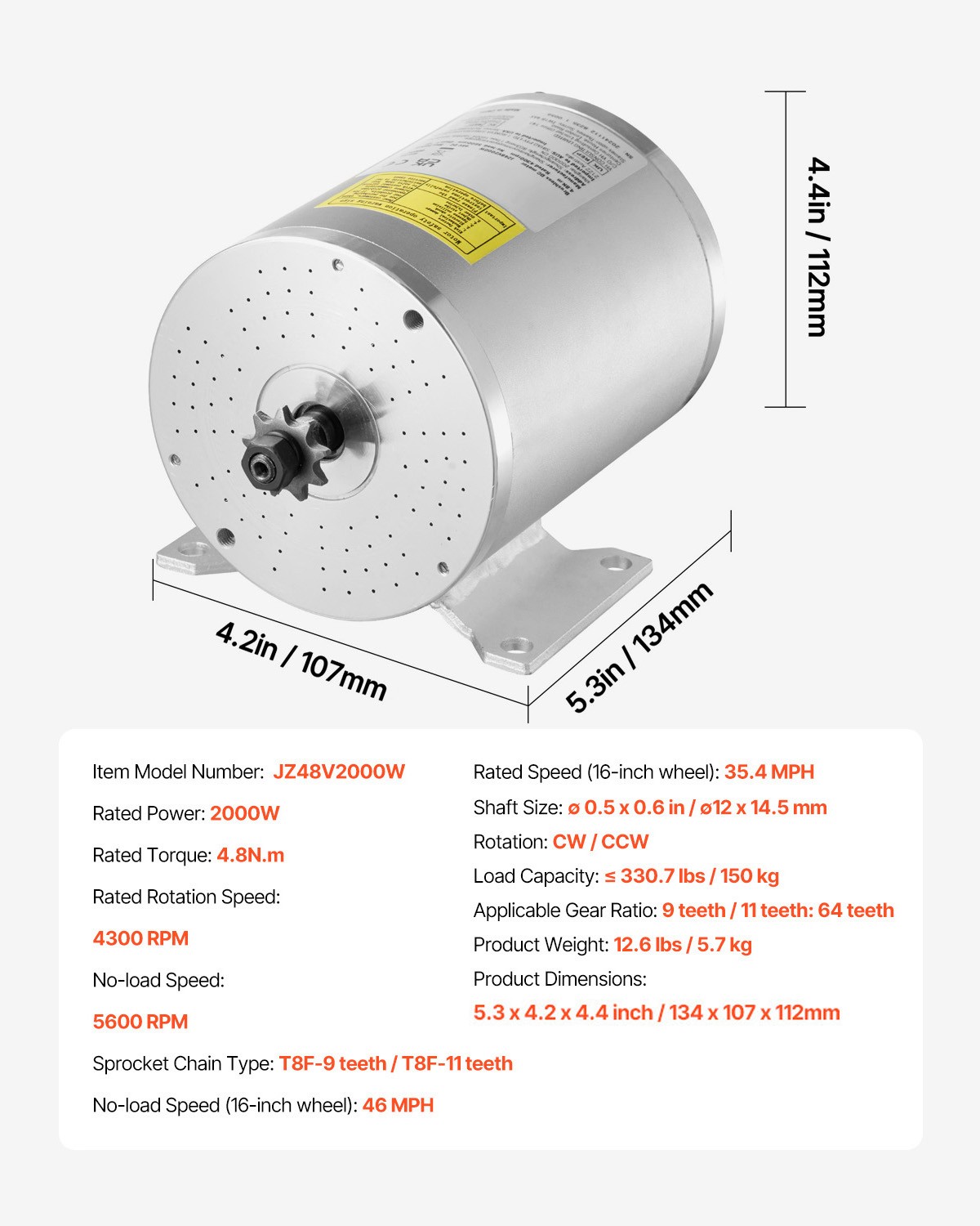 2000W Electric Brushless DC Motor Kit 48V 4300rpm Motor with Speed Controller