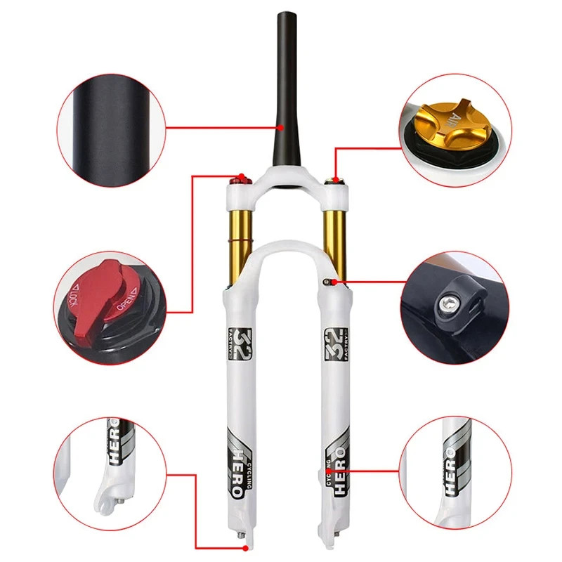 26 27.5 29er Mountain Bike 120mm Stroke Quick Release Locking Control Air Fork