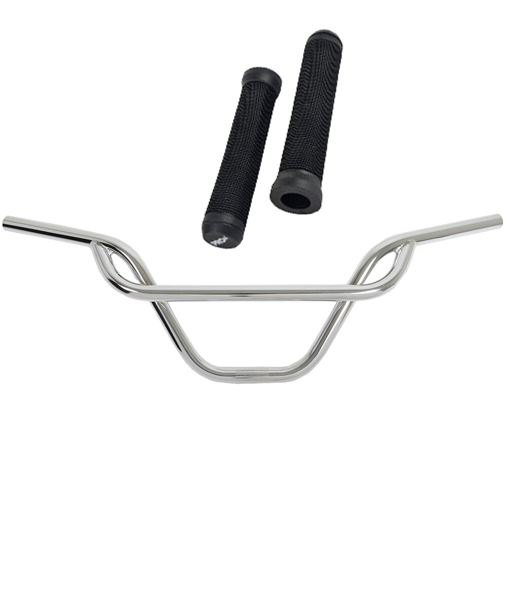 OG Lowrider Handlebar Freestyle 325 Steel Chrome & BMX Flangeless Black Grip